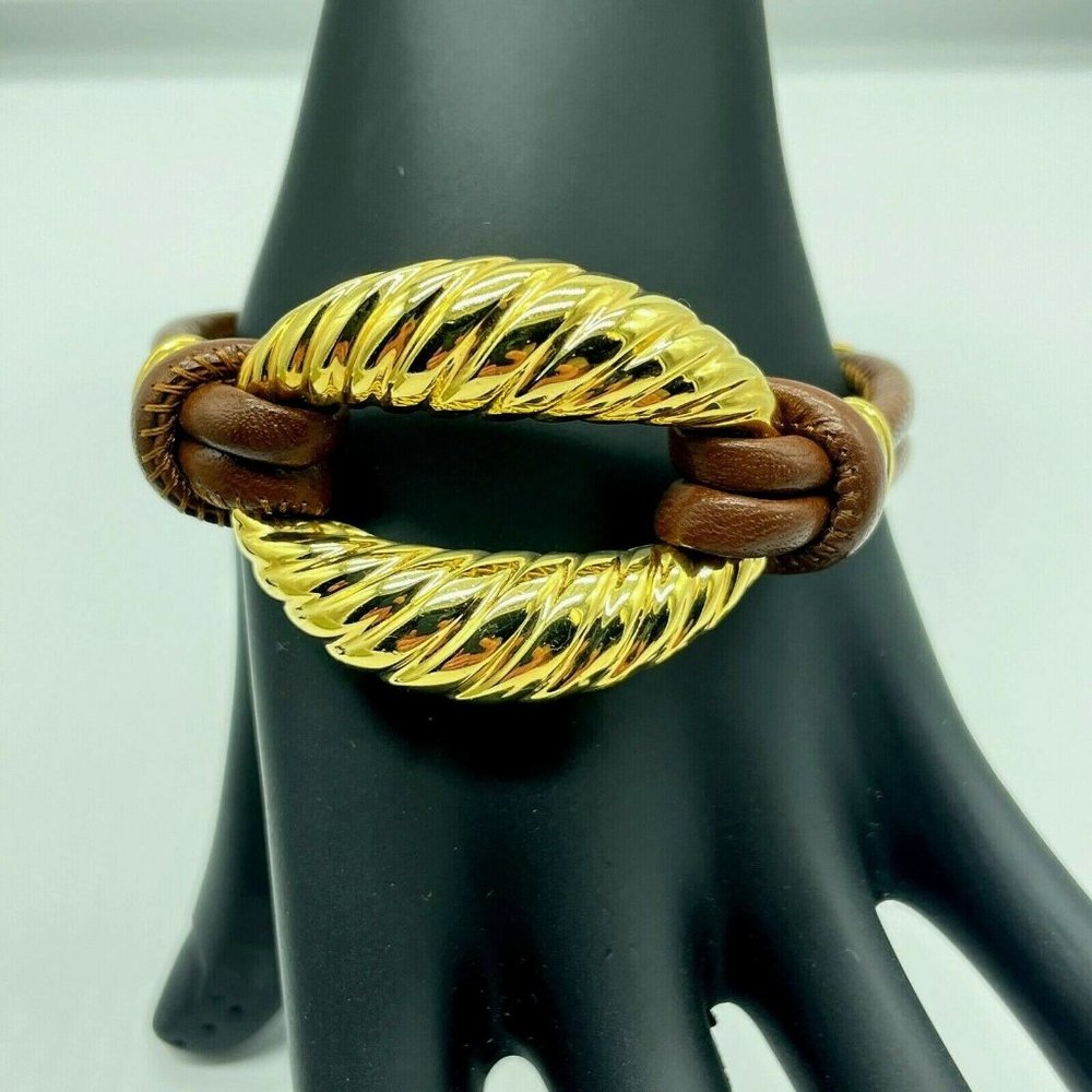 Milor Italy Bronze & Brown Leather Bracelet